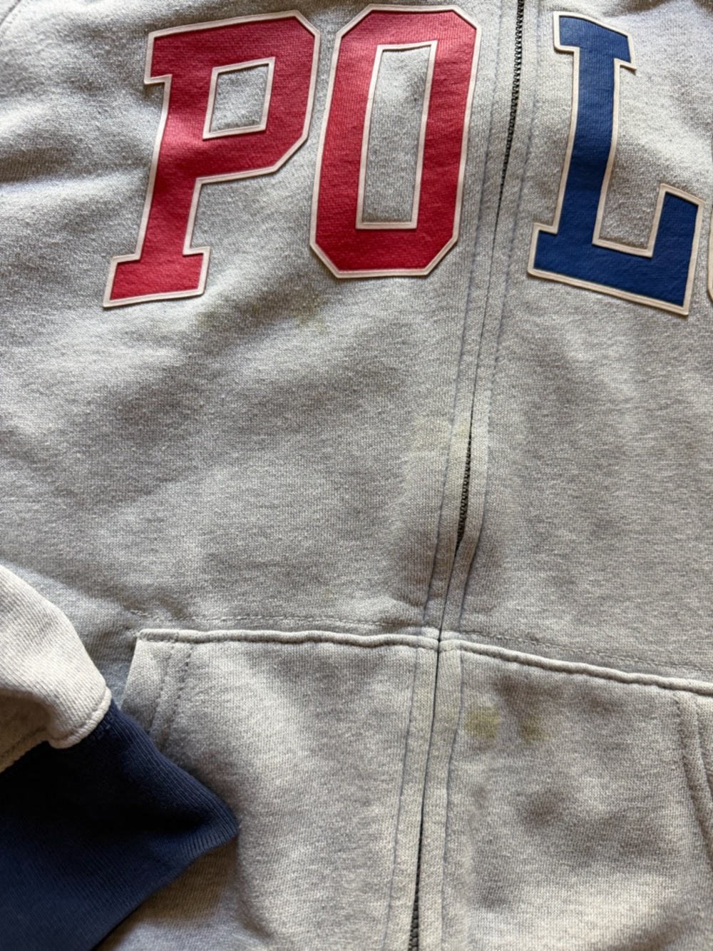 Boys Ralph Lauren Polo zip-up jacket USA casual cotton preppy logo navy grey - Picture 2 of 5